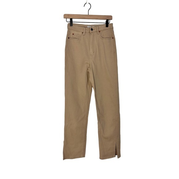 Motel Rocks Straight Leg Jeans In Winter Sandwash Knit Argyle Tan Size XS - Picture 5 of 15